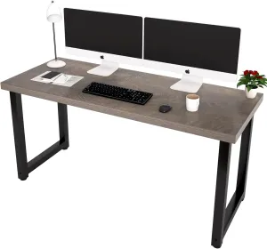 TOPSKY 59" Big Large Computer Office Desk 1.88" Thickness Desktop (Espresso Gray)