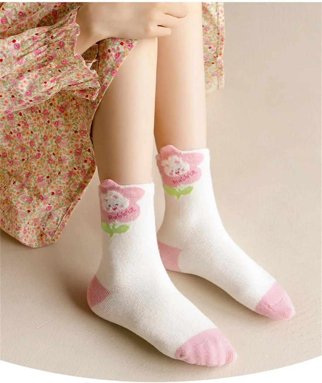 Toptim Kids Girls' Crew Socks Cute Casual Dress Cotton Socks 3-12 Years