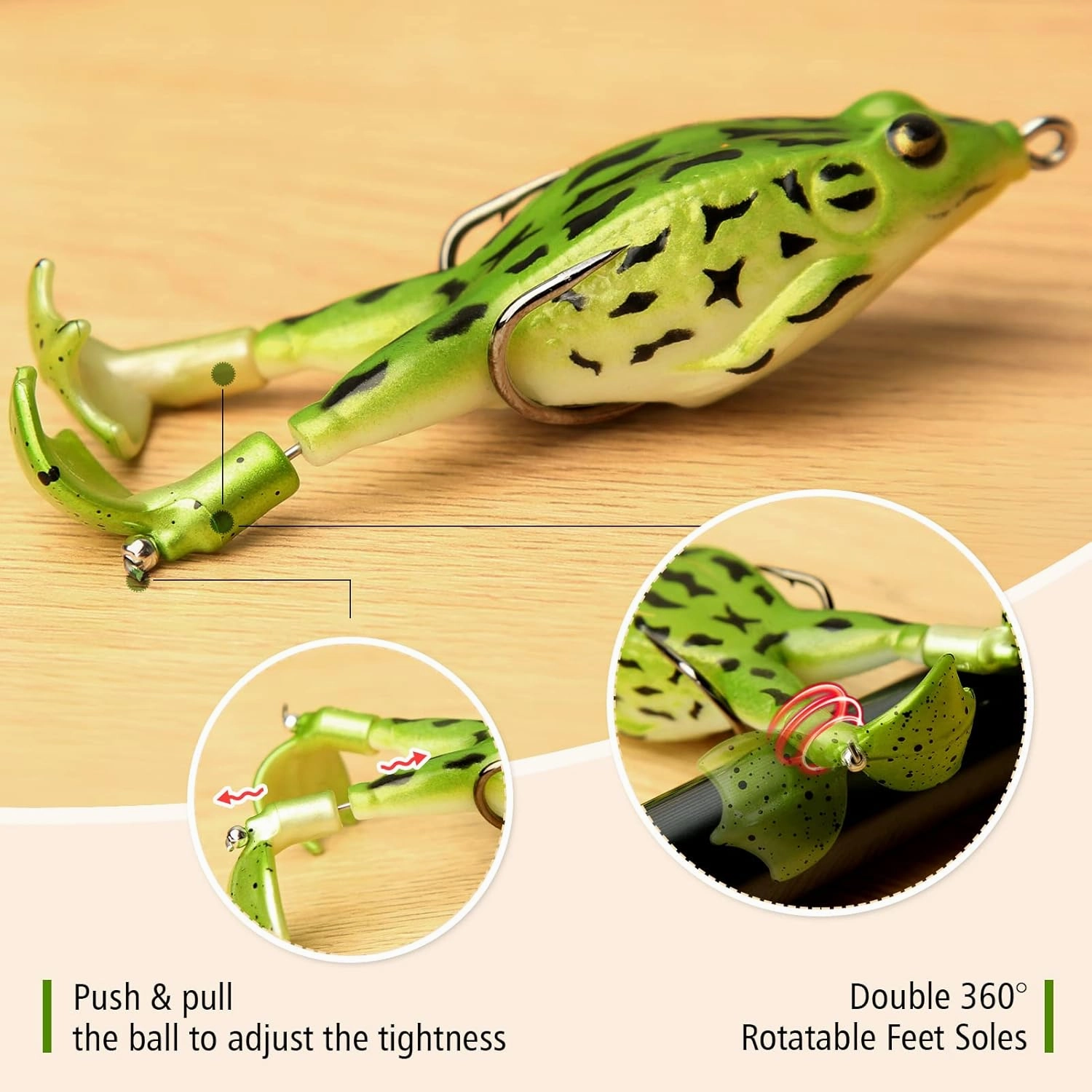 Topwater Frog Lure Bass Trout Fishing Lures Kit Set Realistic Prop Frog Soft Swimbait Floating Bait with Weedless Hooks for Freshwater Saltwater