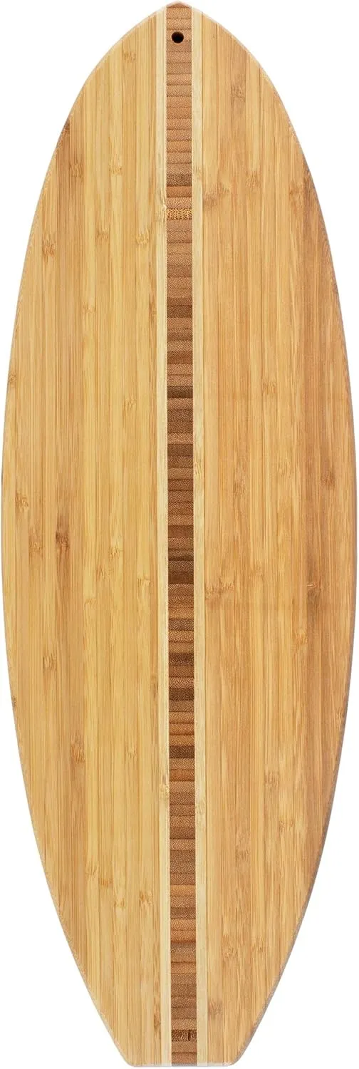 Totally Bamboo Surfboard Shaped Bamboo Wood Cutting Board and Charcuterie Serving Board, 23" x 7-1/2"