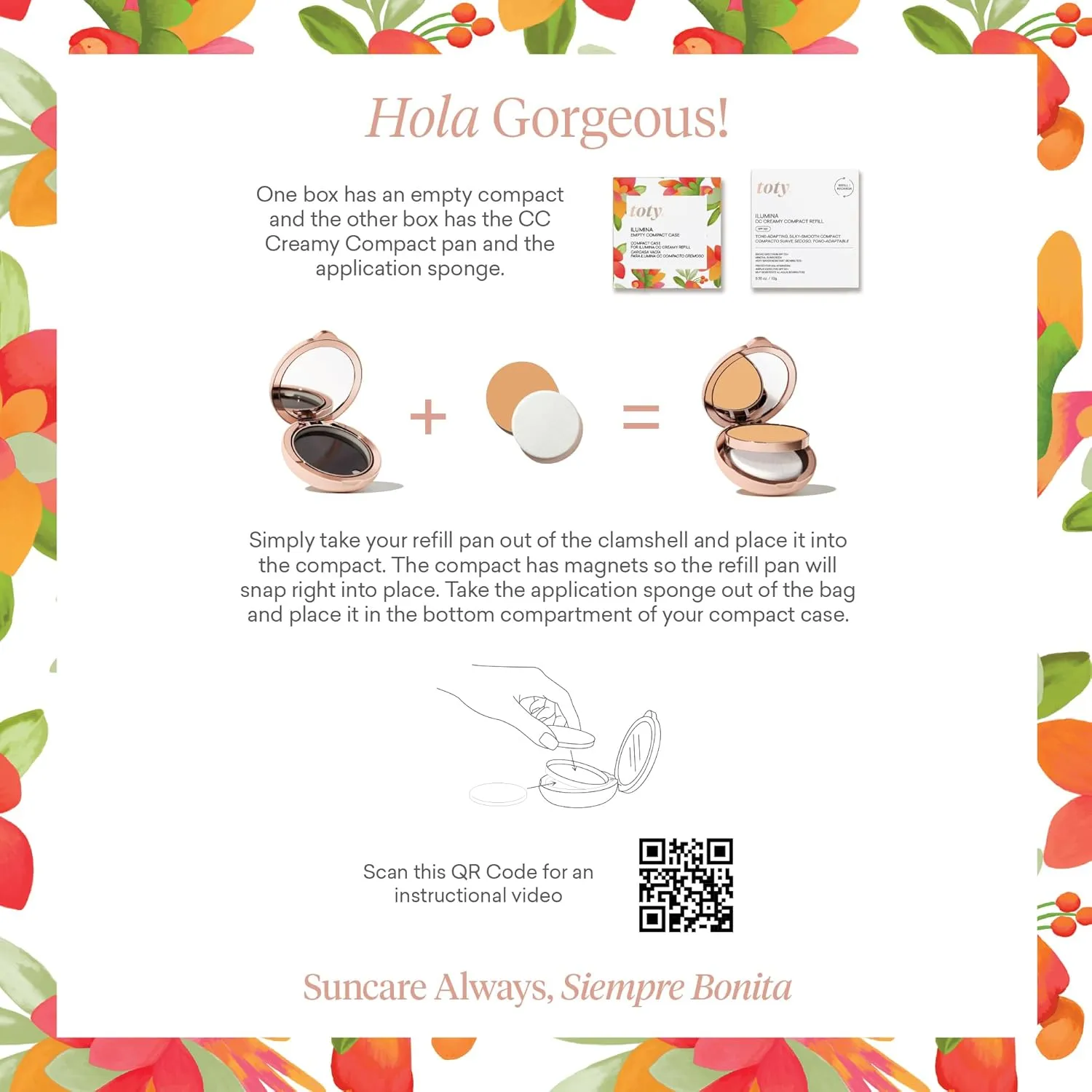 Toty by Sofia Vergara - Ilumina CC Creamy Compact SPF 50  Mineral Broad Spectrum Sunscreen for Face - Tinted Blurring Balm SPF- Matte, Light Coverage - Water & Sweat Resistant - All Skin Types - 1W