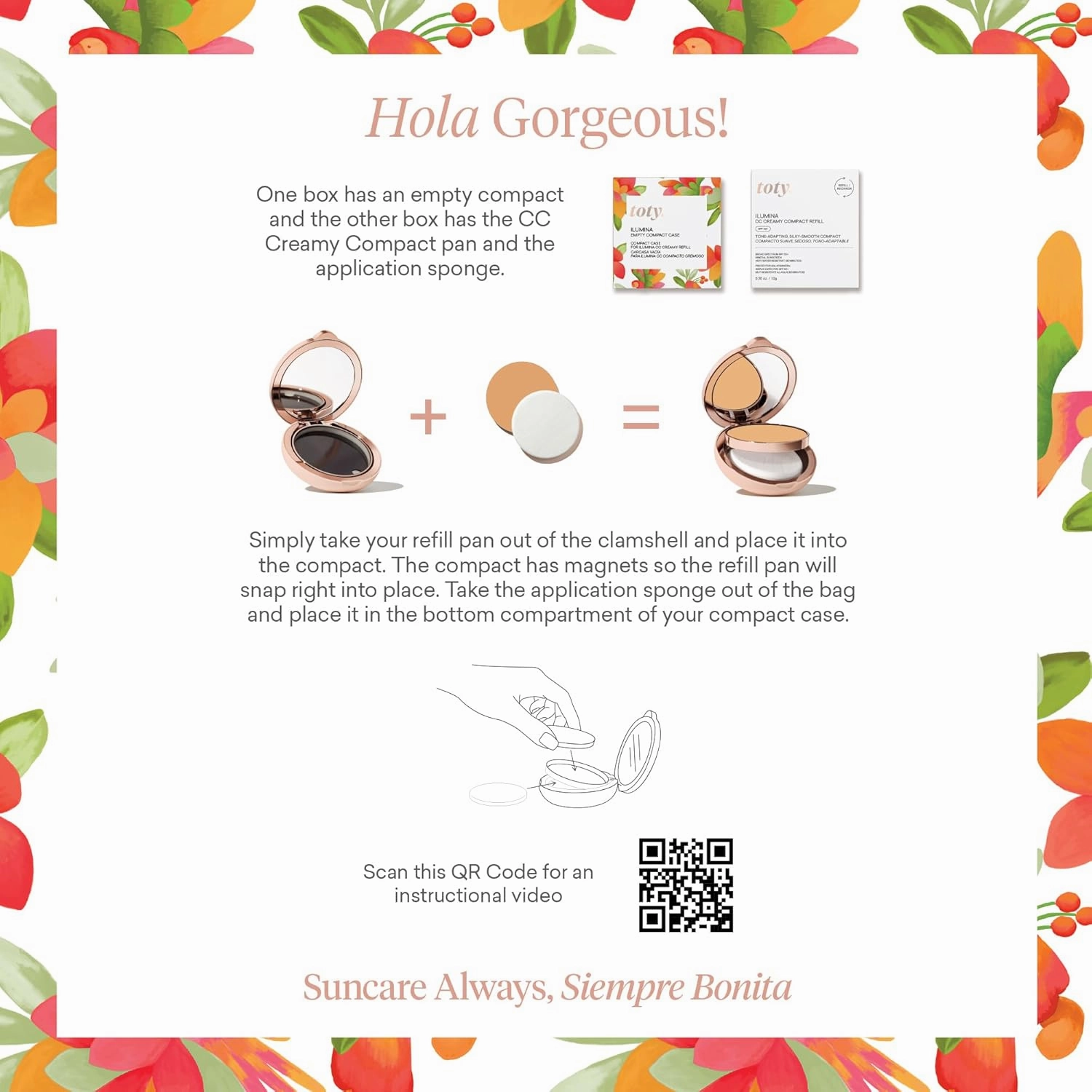 Toty by Sofia Vergara - Ilumina CC Creamy Compact SPF 50  Mineral Broad Spectrum Sunscreen for Face - Tinted Blurring Balm SPF- Matte, Light Coverage - Water & Sweat Resistant - All Skin Types - 3N