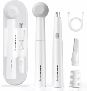 TOUCHBeauty Ear and Nose Hair Trimmer for Women-Upgraded All-in-One Facial Hair Trimmer with 11,000 RPM Powerful Motor, Rechargeable, IPX7 Waterproof, Easy to Clean, for Face Ear Nose and Eyebrow