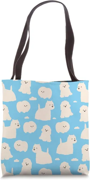 Toy Poodle Cute Terrier Puppy Blue White Dog Lover Tote Bag