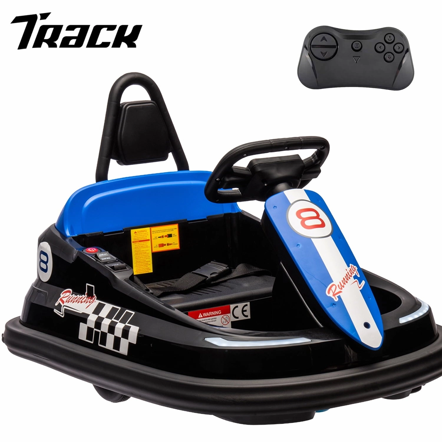 Track 7 6V Kids Ride On Bumper Car, Electric Toddles Ride On Car with Remote Control, 2 Driving Modes for Kids with Three Speed Adjustable, LED Lights, Horn, Bluetooth, Pink
