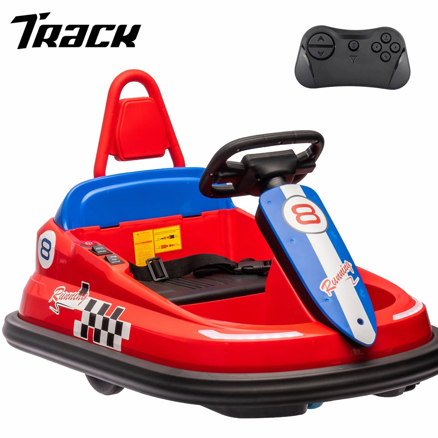 Track 7 6V Kids Ride On Bumper Car, Electric Toddles Ride On Car with Remote Control, 2 Driving Modes for Kids with Three Speed Adjustable, LED Lights, Horn, Bluetooth, Pink