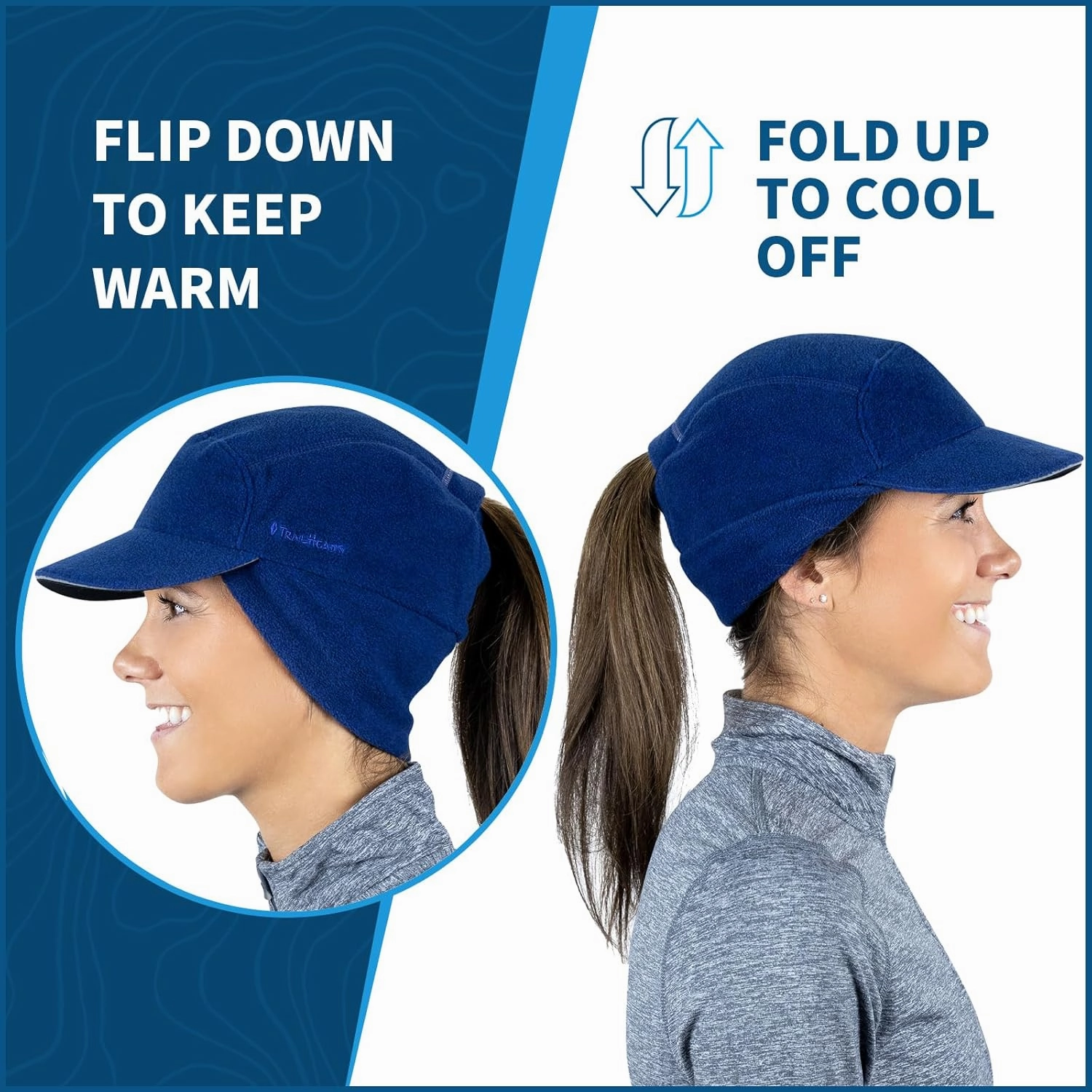 TrailHeads Fleece Ponytail Hat for Women – Trailblazer Reflective Winter Hat with Ponytail Hole for Workouts