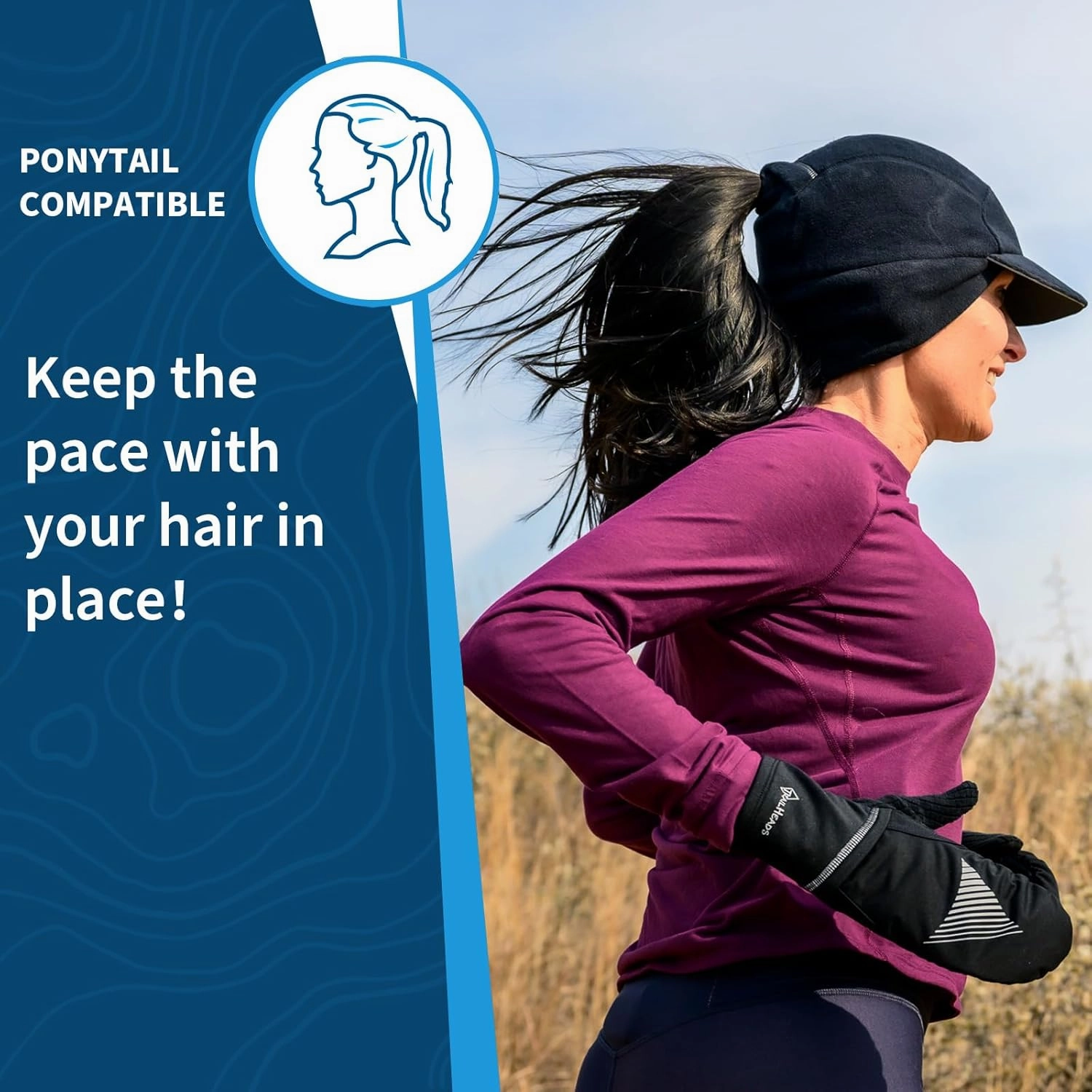 TrailHeads Fleece Ponytail Hat for Women – Trailblazer Reflective Winter Hat with Ponytail Hole for Workouts