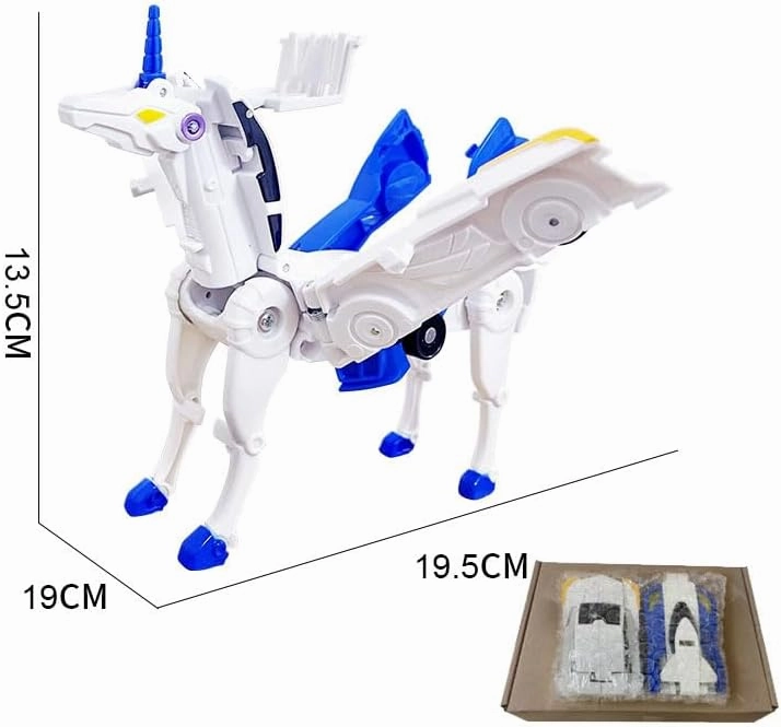 Transforming Car Robot Toys, Unicorn Racing Car Set, Boys and Girls, Automatic Deformation, Magnetic Connections, Educational, Collision to Magical Unicorns, Birthday Party (Blue)…