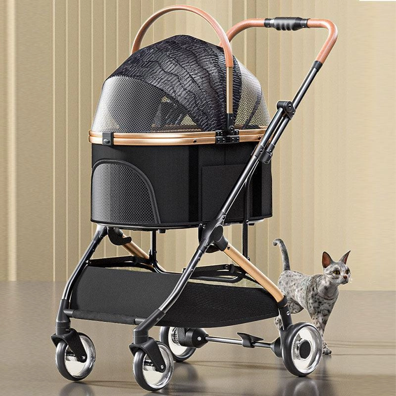 Travel Detachable Cat Stroller Pet Carrier With Wheels