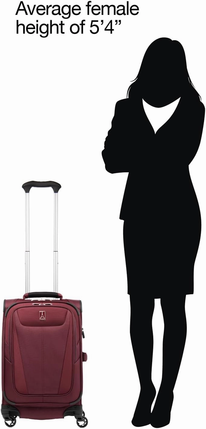 Travelpro Maxlite 5 Softside Expandable Carry on Luggage with 4 Spinner Wheels, Lightweight Suitcase, Men and Women, Burgundy, Compact Carry on 20-Inch