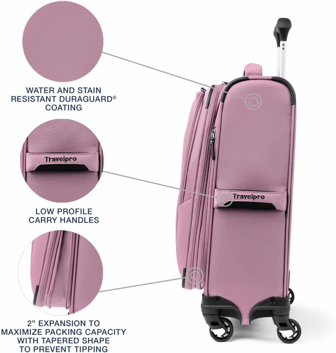 Travelpro Maxlite 5 Softside Expandable Carry on Luggage with 4 Spinner Wheels, Lightweight Suitcase, Men and Women, Orchid Pink Purple, Compact Carry on 20-Inch