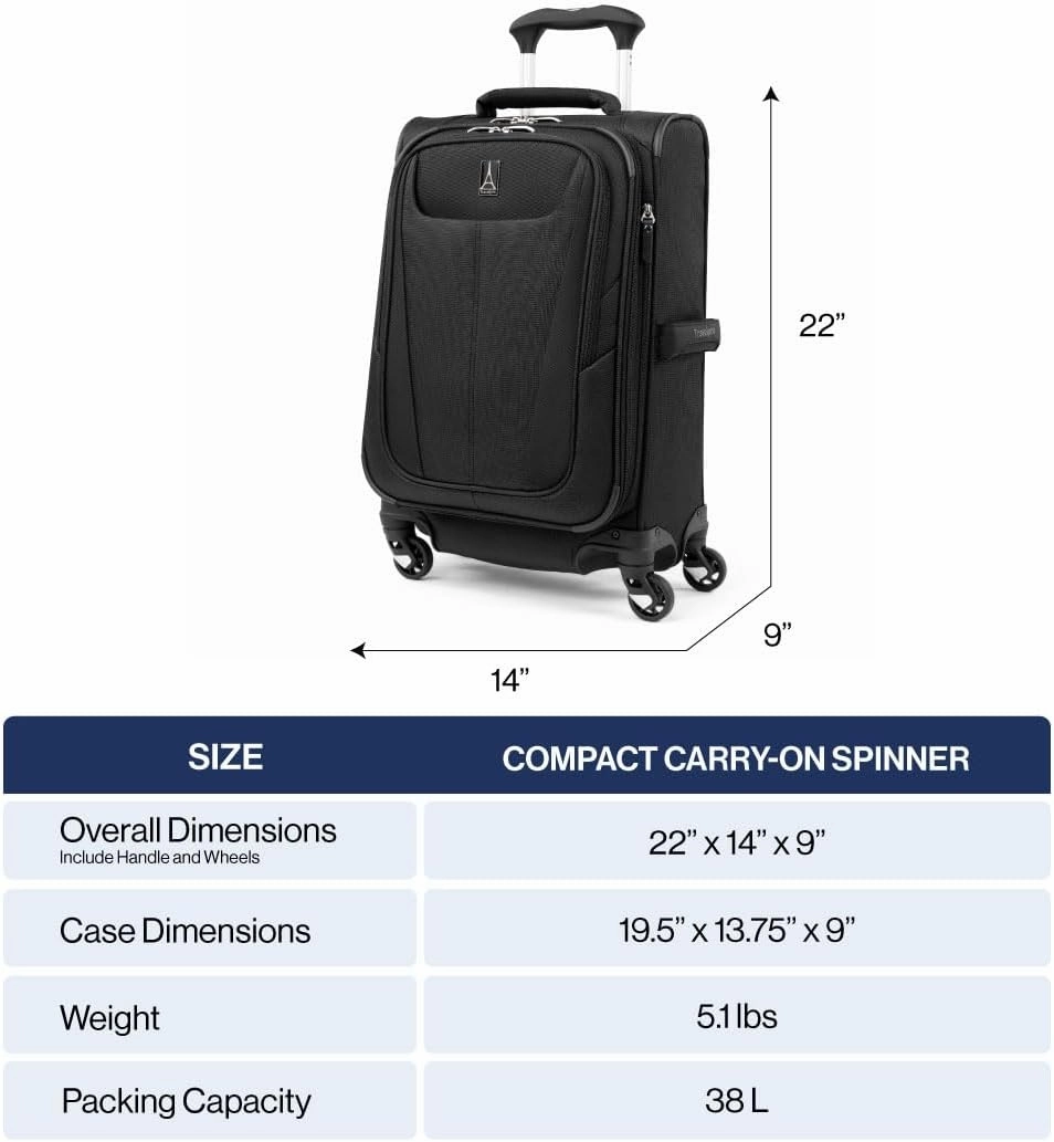 Travelpro Maxlite 5 Softside Expandable Carry on Luggage with 4 Spinner Wheels, Lightweight Suitcase, Men and Women, Orchid Pink Purple, Compact Carry on 20-Inch
