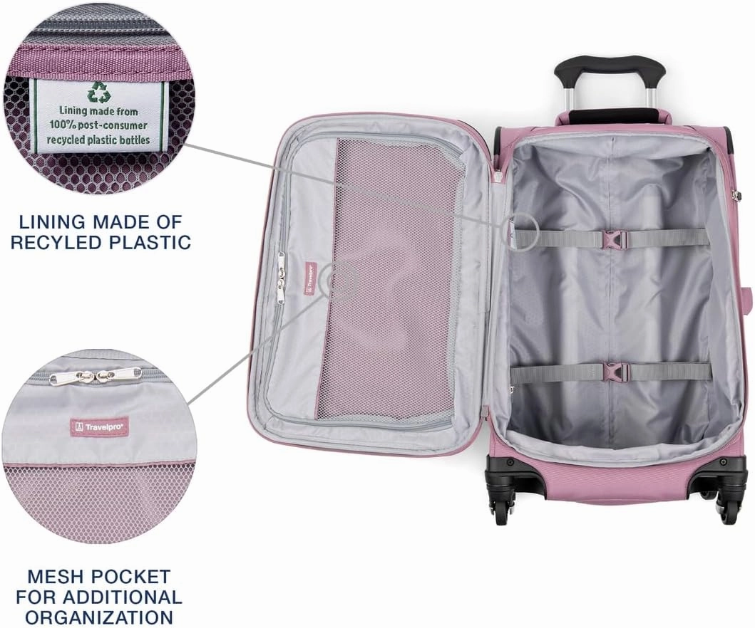 Travelpro Maxlite 5 Softside Expandable Carry on Luggage with 4 Spinner Wheels, Lightweight Suitcase, Men and Women, Orchid Pink Purple, Compact Carry on 20-Inch