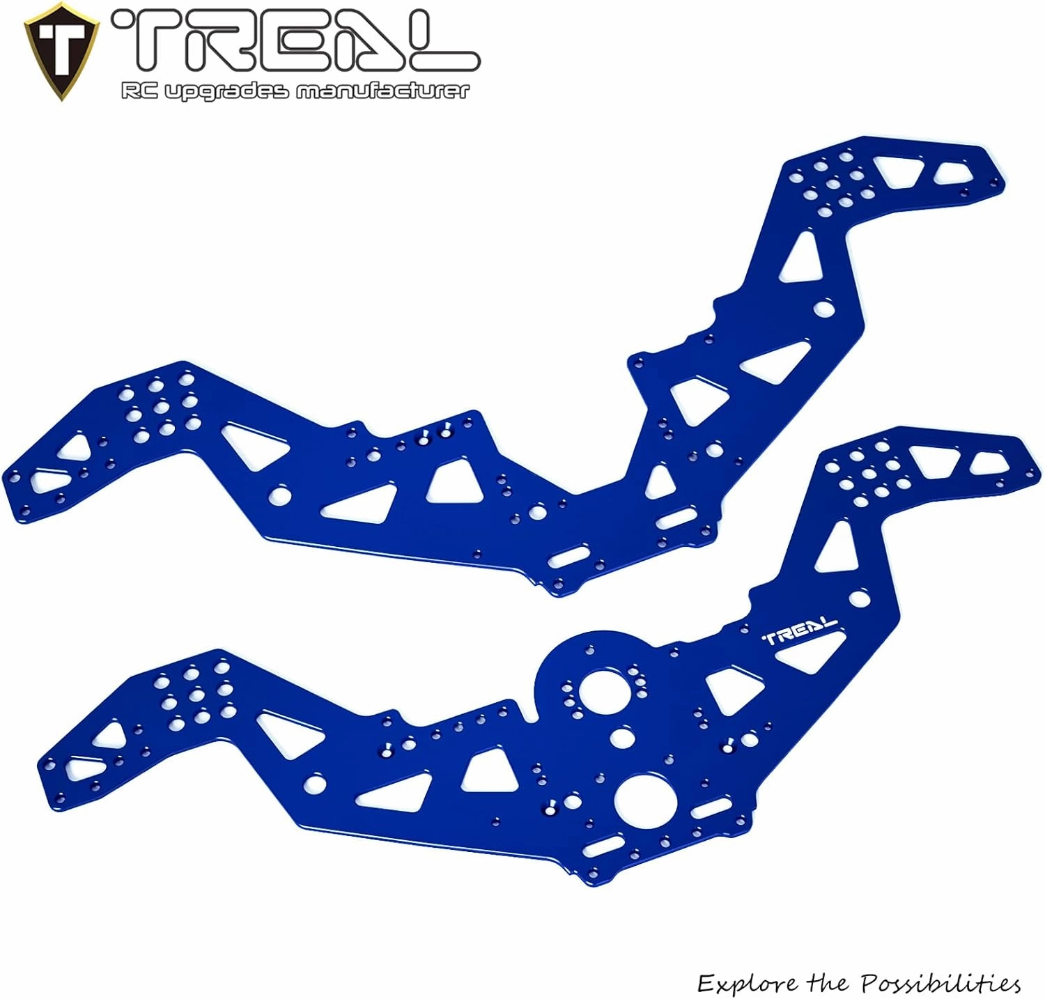 TREAL Aluminum 7075 Chassis Plate Set Side Frames Mount Upgrades for Losi 1/18 Mini LMT(Blue)