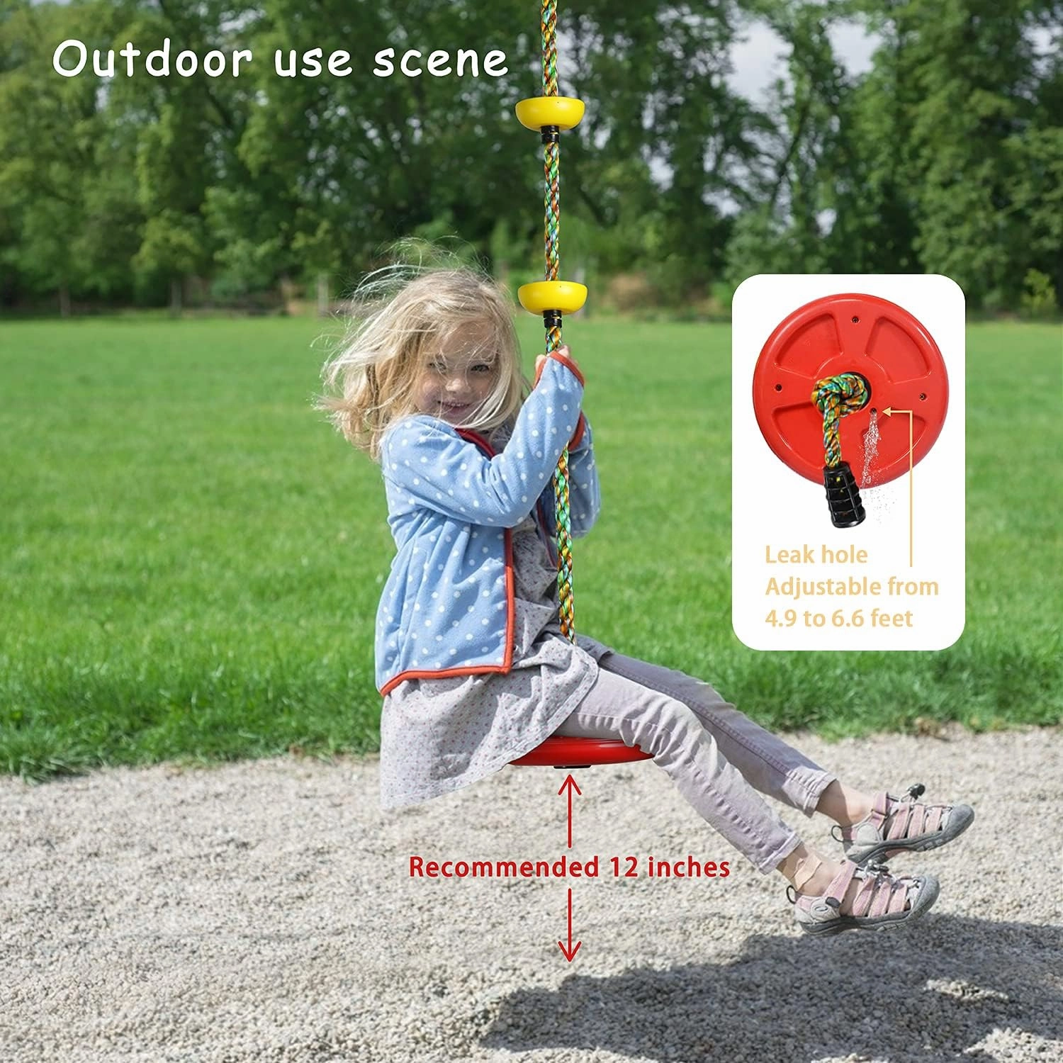 Tree Swing for Kids Backyard Single Disc Rope Seat for Tree Indoor Outdoor Playground Swing Set Accessories with Thickening 4 Ft Strap-Cyan