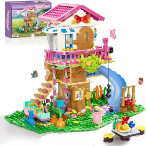 Treehouse Building Sets with LED Light, Tree House Building Block Toy, Forest Up House Building Kit with Slide & Animals Gift for Kids Girls Boys Age 6 7 8 9 10 11 , 660Pcs