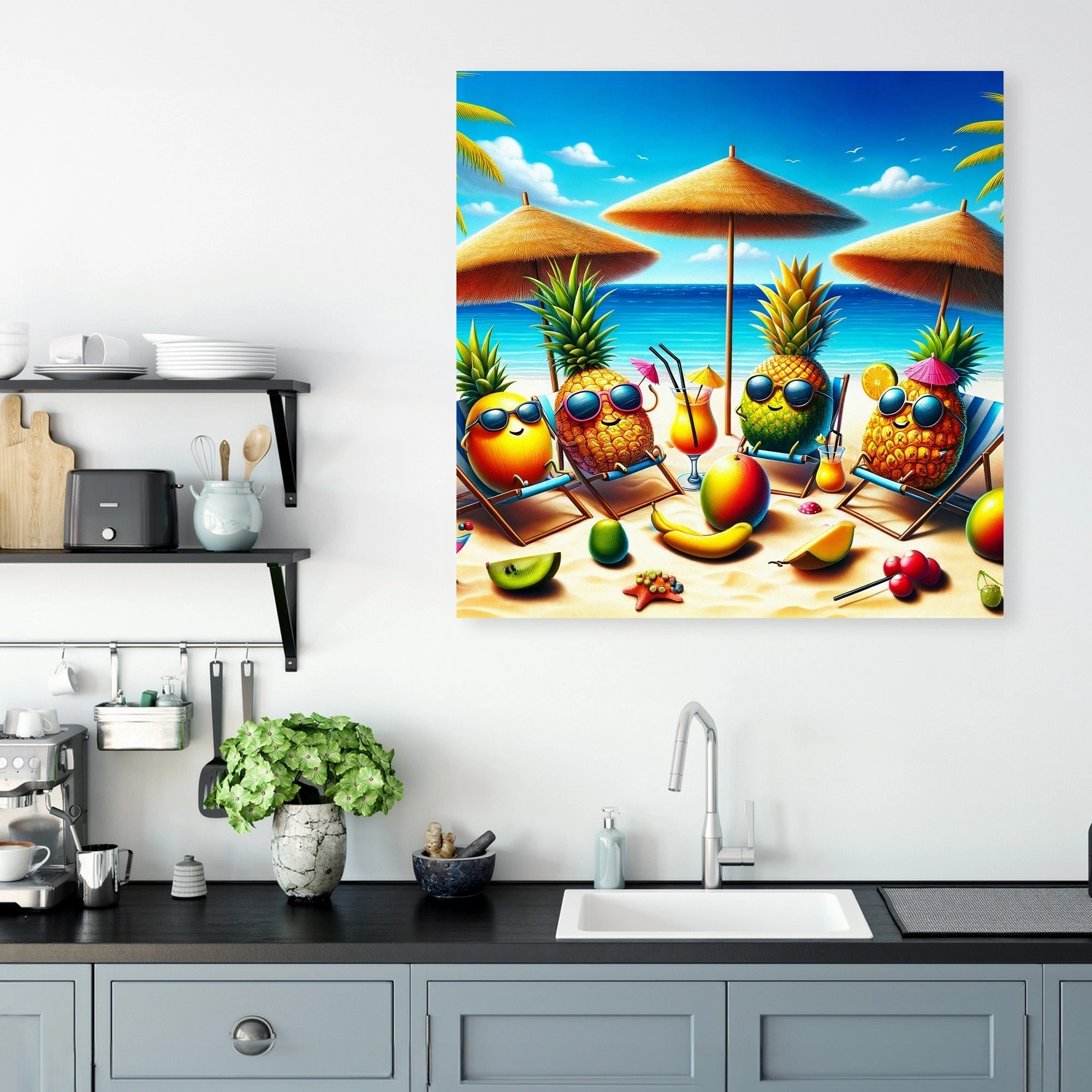 Tropical Fruit Beach Party Canvas
