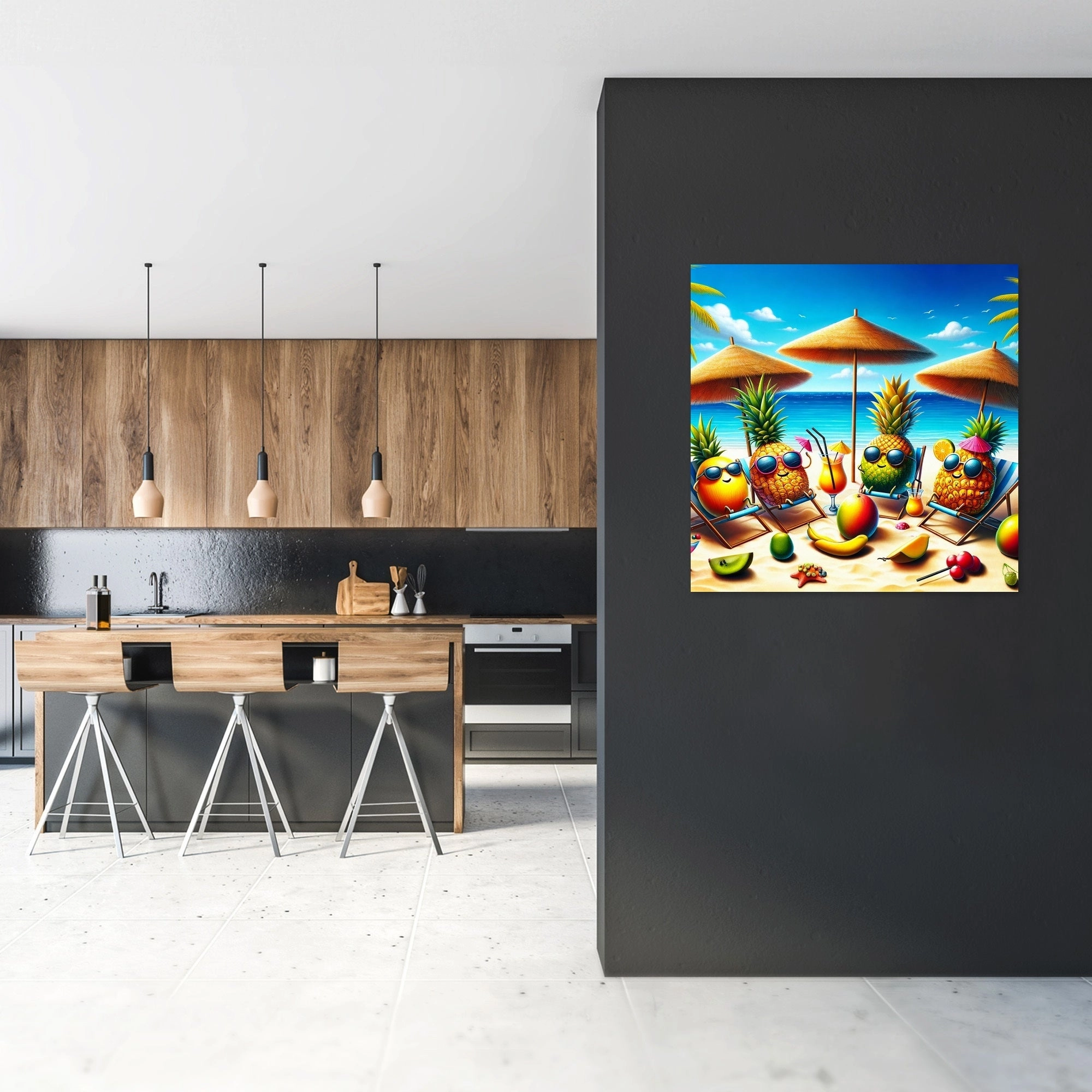 Tropical Fruit Beach Party Canvas