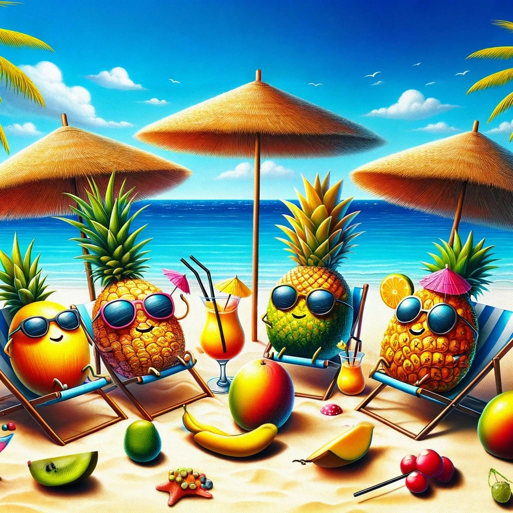 Tropical Fruit Beach Party Canvas
