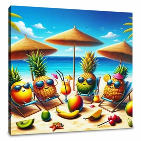 Tropical Fruit Beach Party Canvas