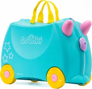 Trunki Ride-On Kids Suitcase | Tow-Along Toddler Luggage | Carry-On Cute Bag with Wheels | Kids Luggage and Airplane Travel Essentials: Una Unicorn Turquoise