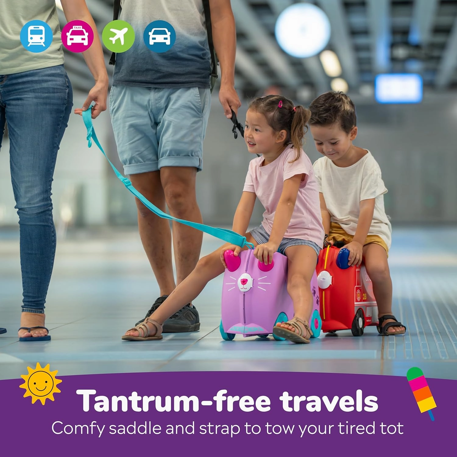 Trunki Ride-On Kids Suitcase | Tow-Along Toddler Luggage | Carry-On Cute Bag with Wheels | Kids Luggage and Airplane Travel Essentials: Cassie Cat Lilac