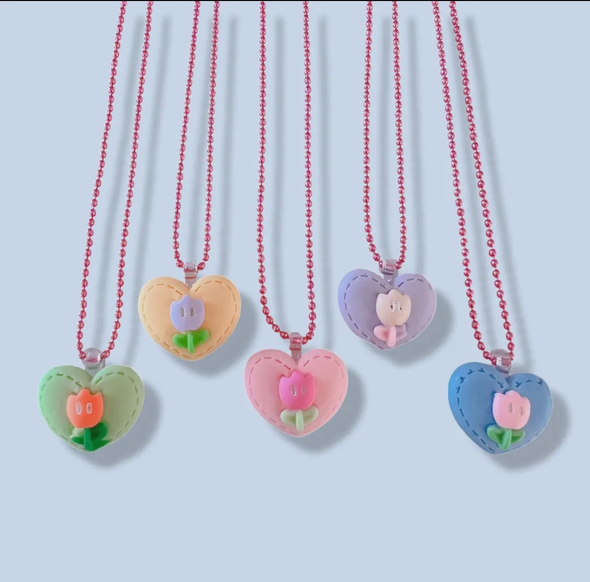 tulip heart kids necklace