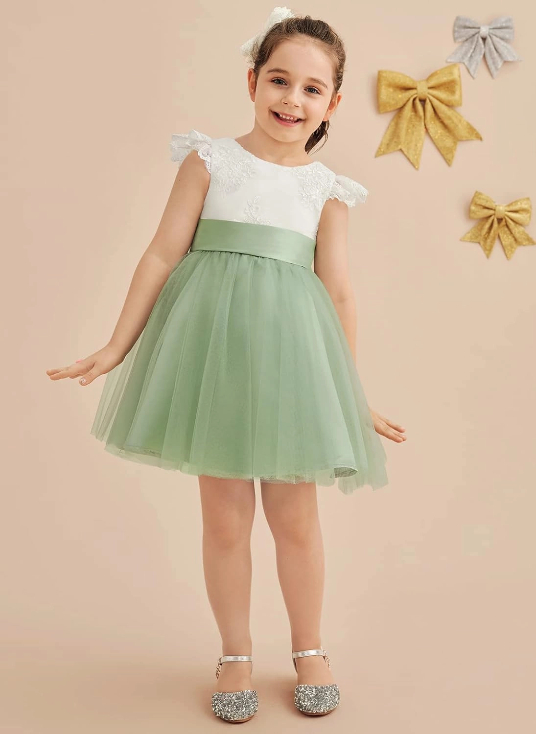 Tulle Flower Girl Dress for Wedding Cute Toddler Girls Party Dress Baby Kids Birthday Prom Ball Gowns