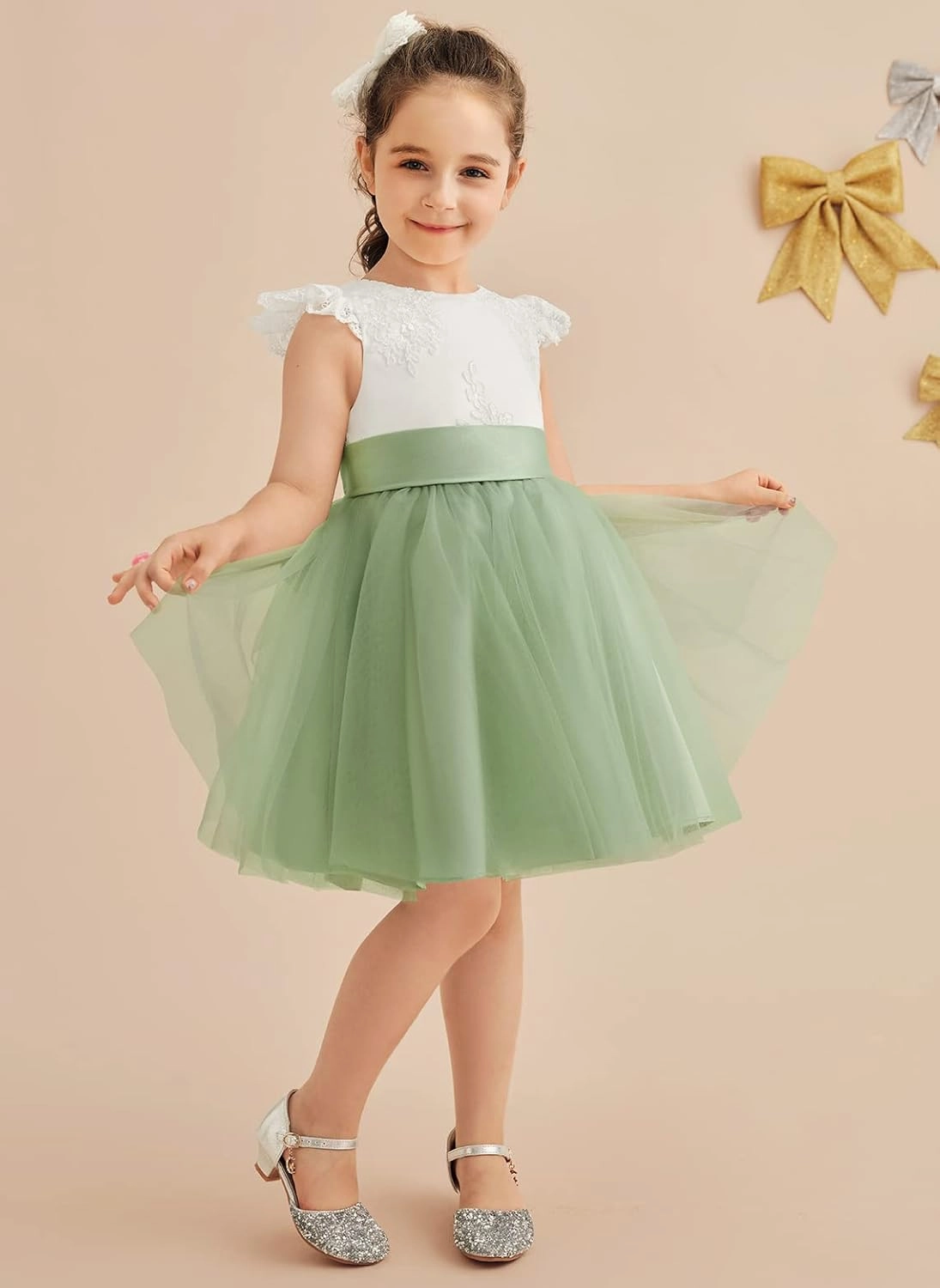 Tulle Flower Girl Dress for Wedding Cute Toddler Girls Party Dress Baby Kids Birthday Prom Ball Gowns