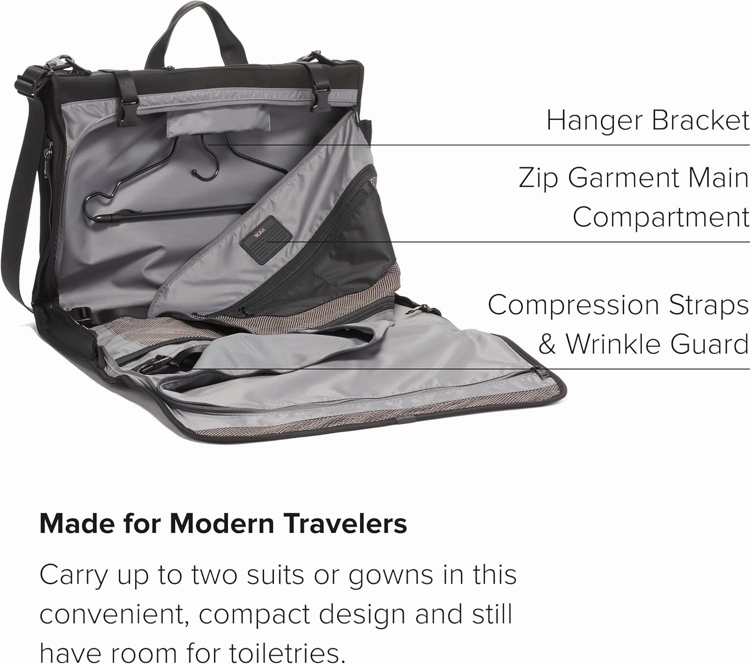 TUMI - Alpha Garment Bag Tri-Fold Carry-On - Gown & Suit Carrier - Travel Garment Bag - Hand Carry Luggage - TUMI Tracer - Black