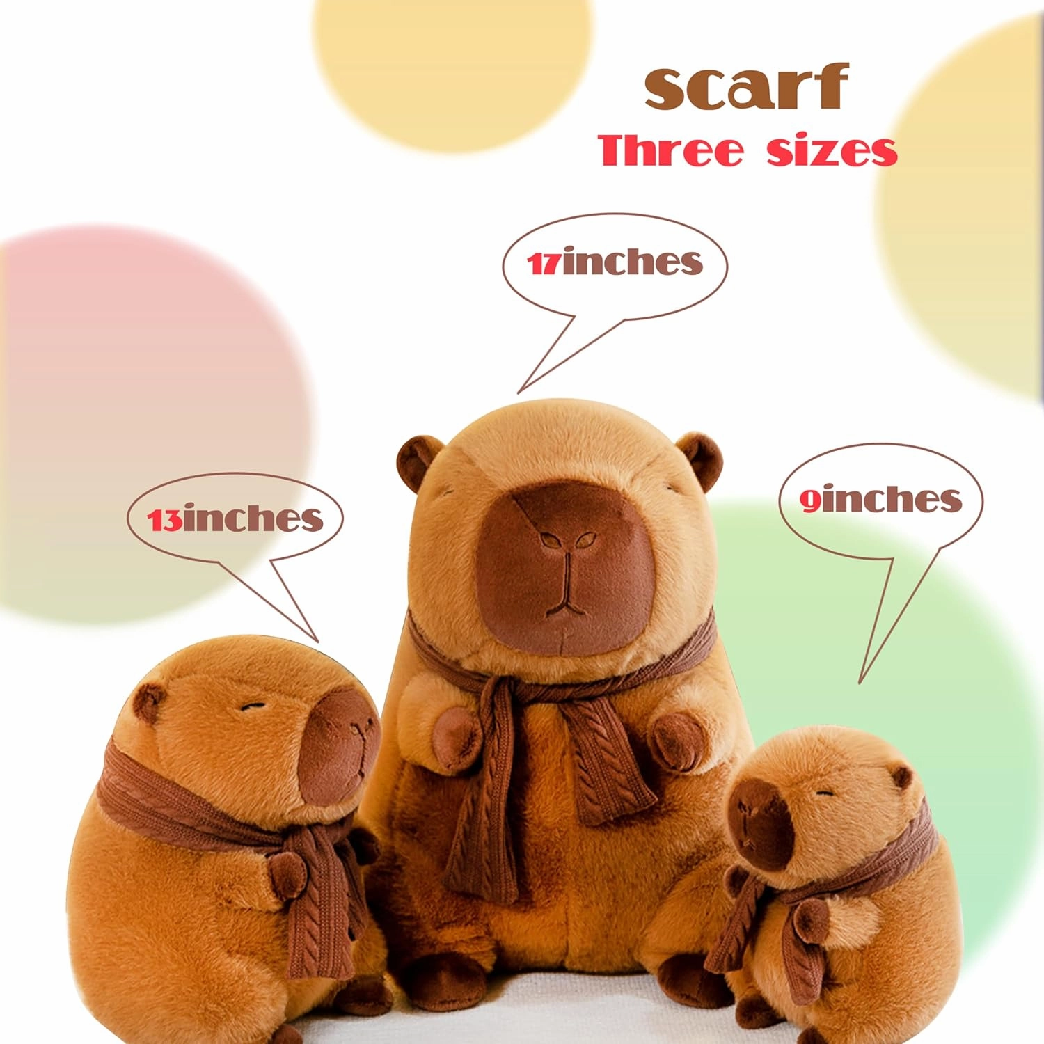 TXDRRA Capybara Plush Toy,Cute Capybara Stuffed Animal,Soft Brown Capybara Plushie,Gifts for Boys and Girls (Scarf Capybara, 12 inches)