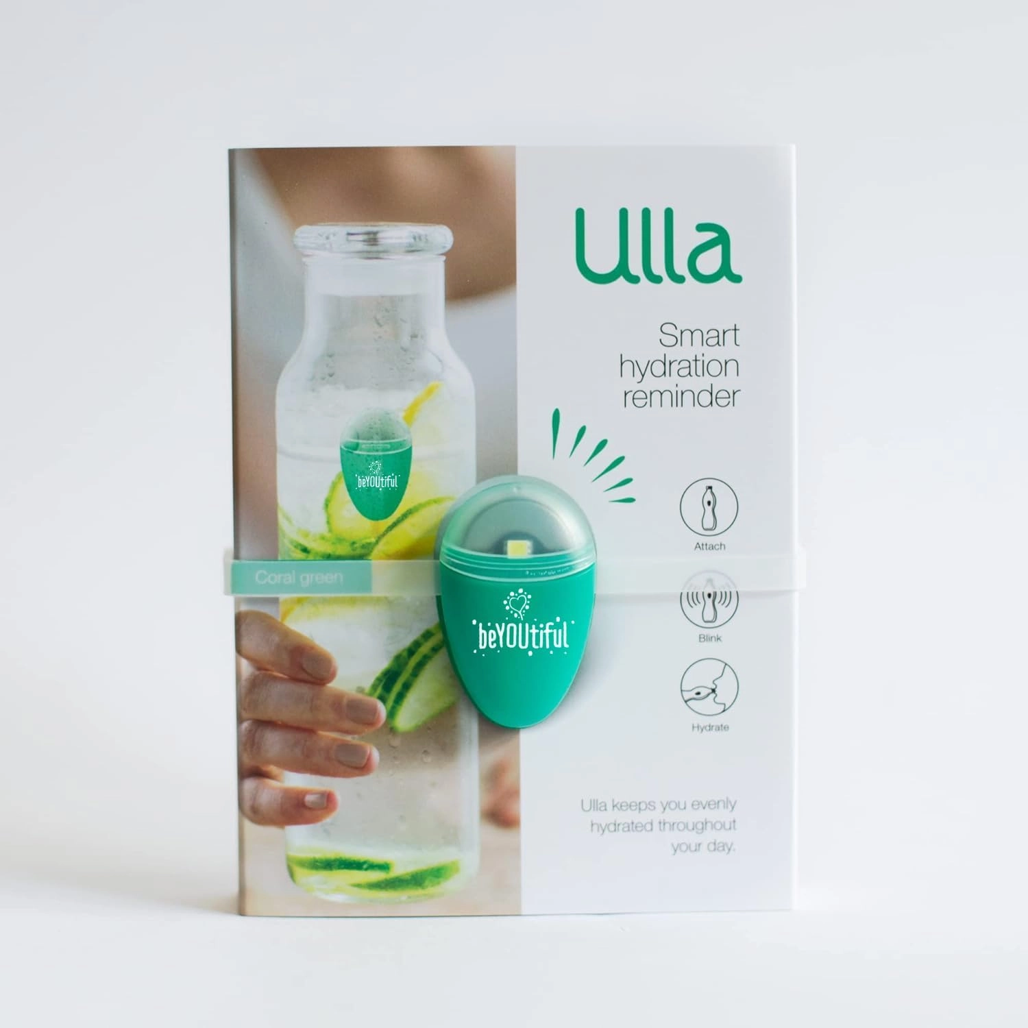 ULLA Light up Water Bottle Reminder, Smart Light, Small Hydrate Reminder, Fits to Any Bottle, Lights Up When Time to Drink, Hydration Intake Planner, Home & Office Use - BeYouTiful