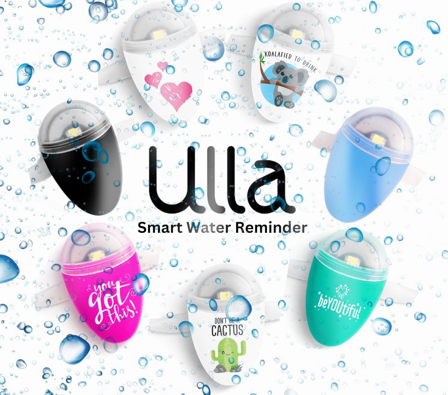 ULLA Light up Water Bottle Reminder, Smart Light, Small Hydrate Reminder, Fits to Any Bottle, Lights Up When Time to Drink, Hydration Intake Planner, Home & Office Use - BeYouTiful