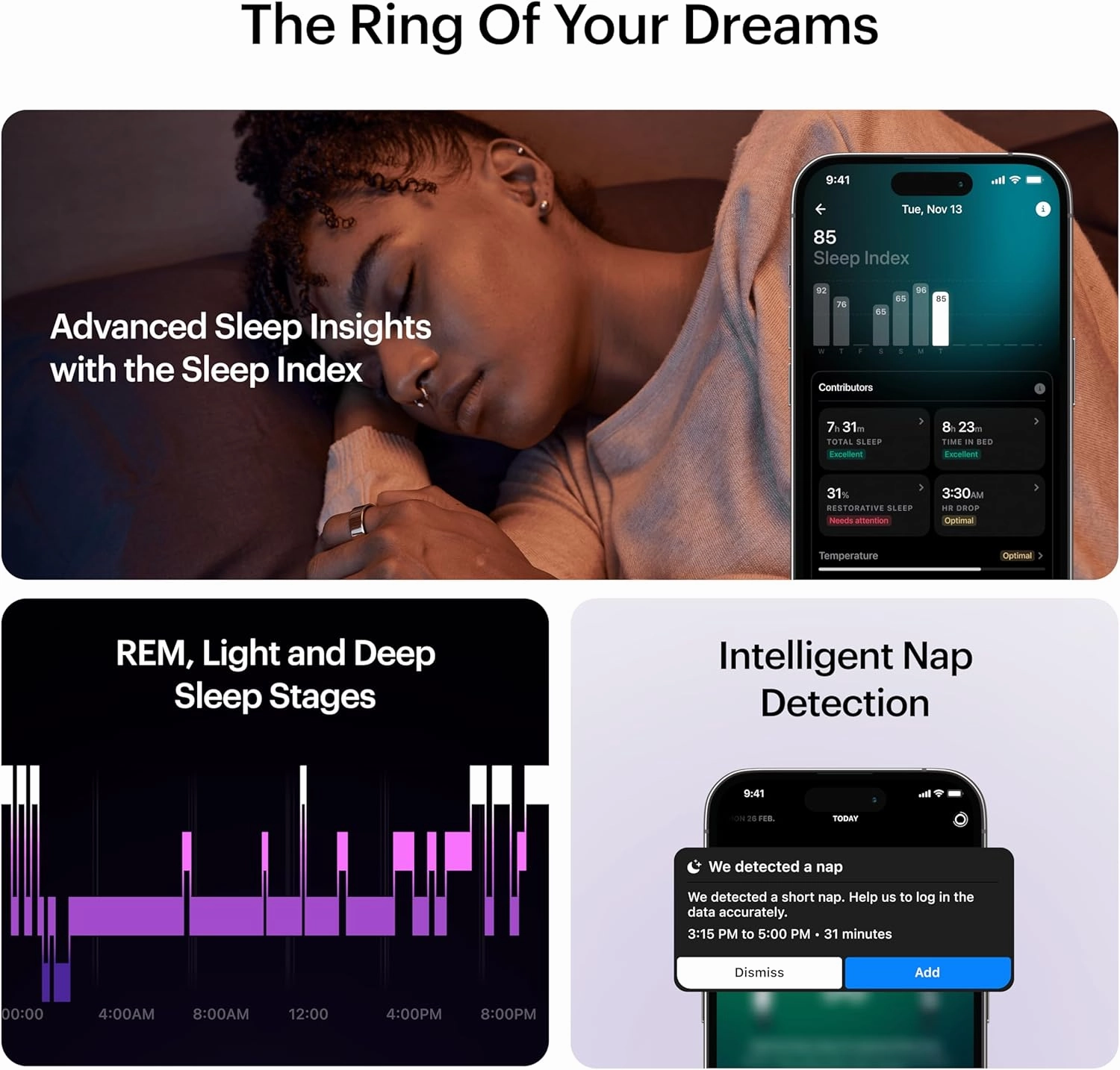 ULTRAHUMAN Ring AIR-Smart Ring Health Tracker, Size First Sizing Kit,Sleep Tracker,Smart Ring for Men/Women,Fitness Tracker (Made in India, Aster Black, 7)