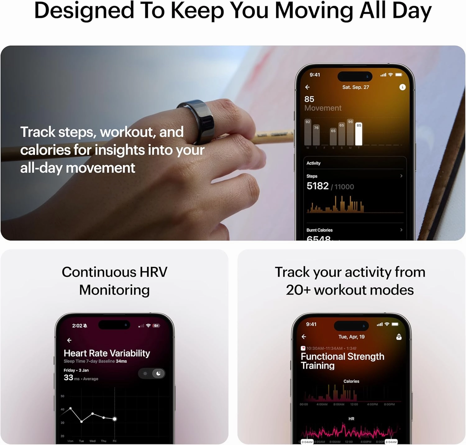 ULTRAHUMAN Ring AIR-Smart Ring Health Tracker, Size First Sizing Kit,Sleep Tracker,Smart Ring for Men/Women,Fitness Tracker (Made in India, Aster Black, 7)