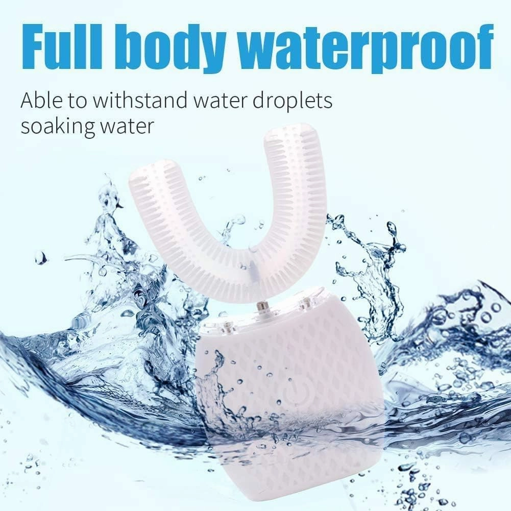 Ultrasonic Automatic Toothbrush, Auto Toothbrush for Adult, 360° Sonic Toothbrush Waterproof, Rechargeable Electric Ultrasonic Toothbrush, Teeth whitening Brush for Home and Travel Use (White, M)