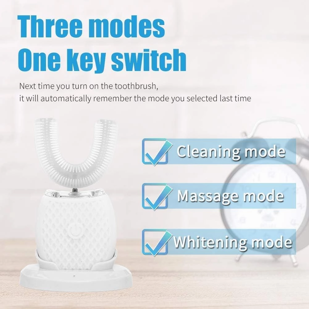 Ultrasonic Automatic Toothbrush, Auto Toothbrush for Adult, 360° Sonic Toothbrush Waterproof, Rechargeable Electric Ultrasonic Toothbrush, Teeth whitening Brush for Home and Travel Use (White, M)