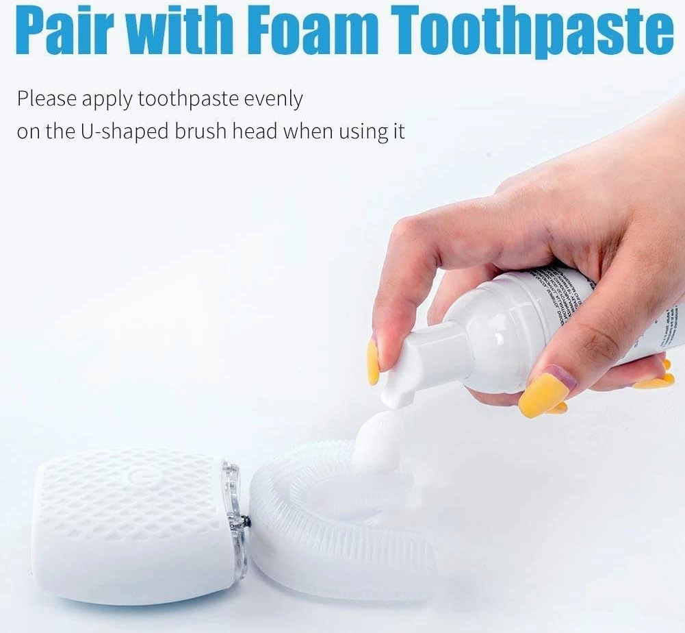 Ultrasonic Automatic Toothbrush, Auto Toothbrush for Adult, 360° Sonic Toothbrush Waterproof, Rechargeable Electric Ultrasonic Toothbrush, Teeth whitening Brush for Home and Travel Use (White, M)