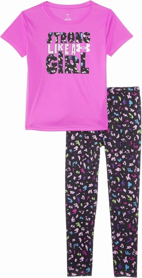 Under Armour girls Printed Short Sleeve Legging Set (Little Kids)