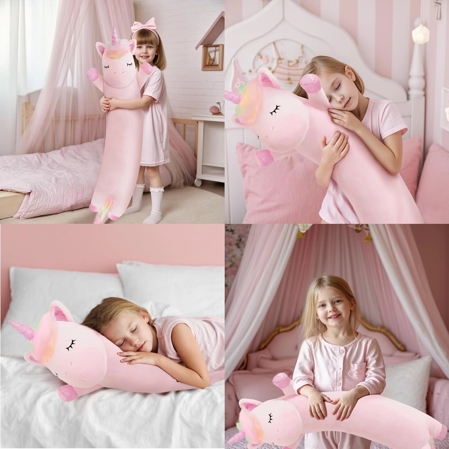 Unicorn Stuffed Animal,19.6 Inch Unicorn Plush,Long Unicorn Plushies Body Pillow, Pink Unicorn Plush Toy Gift for Girls