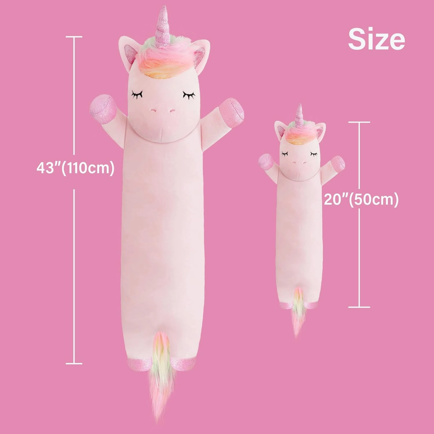 Unicorn Stuffed Animal,19.6 Inch Unicorn Plush,Long Unicorn Plushies Body Pillow, Pink Unicorn Plush Toy Gift for Girls