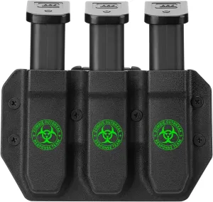 Universal Magazine Carrier | 9MM/40SW Duty Style Triple Mag Pouch | Premium Mag Holster with Combat Belt Clip for Double Stack Mags
