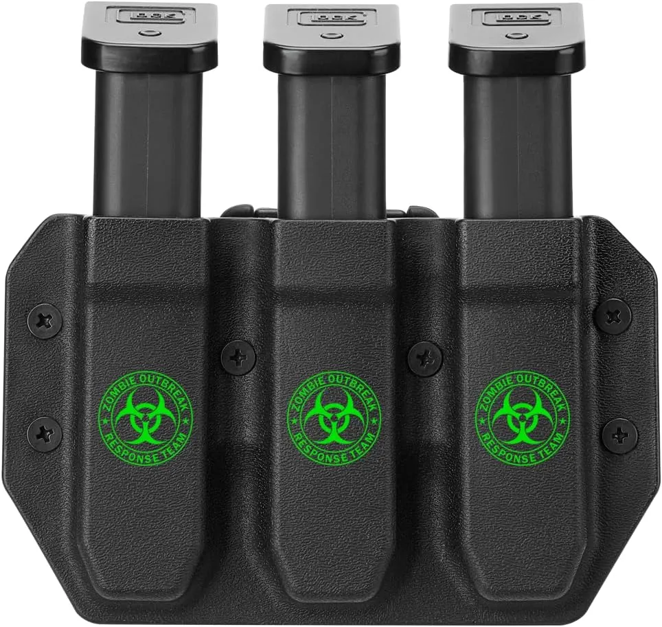 Universal Magazine Carrier | 9MM/40SW Duty Style Triple Mag Pouch | Premium Mag Holster with Combat Belt Clip for Double Stack Mags