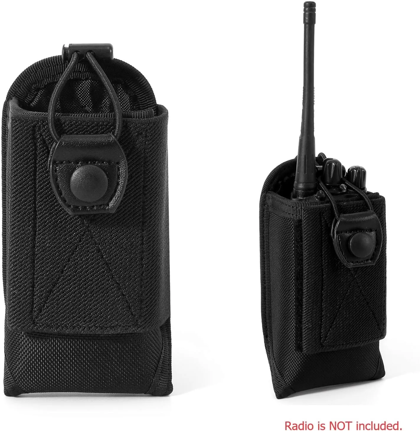 Universal Radio Holster Tactical Two Ways Radio Holder Compact Elastic Walkie Talkies Pouch Nylon Case w/MOLLE Strap Duty Belt Clip for Police Leo Security Firefighter Rescue EMS EMT Military