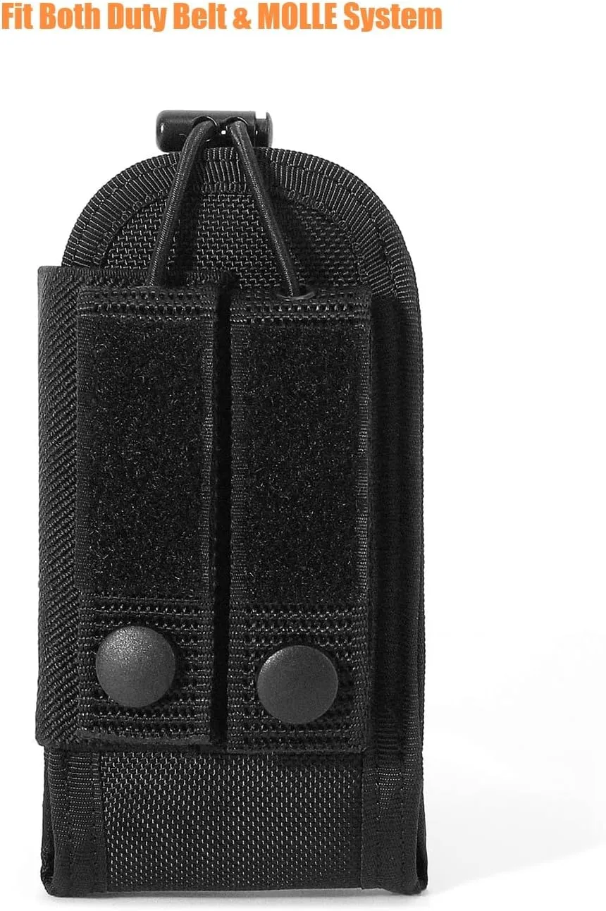 Universal Radio Holster Tactical Two Ways Radio Holder Compact Elastic Walkie Talkies Pouch Nylon Case w/MOLLE Strap Duty Belt Clip for Police Leo Security Firefighter Rescue EMS EMT Military