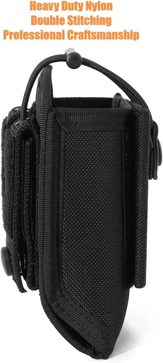 Universal Radio Holster Tactical Two Ways Radio Holder Compact Elastic Walkie Talkies Pouch Nylon Case w/MOLLE Strap Duty Belt Clip for Police Leo Security Firefighter Rescue EMS EMT Military