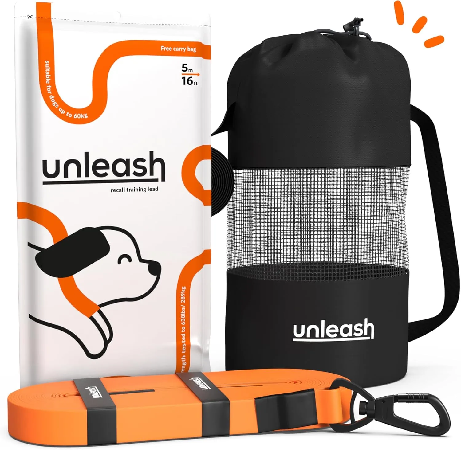 Unleash 30ft Waterproof Dog Training Long Leash for Dogs - Heavy Duty Long Dog Leash with Secure Locking Clasp - Tearproof Puppy Training Accessory - Built to Last with 289kg Force & Free Carry Bag