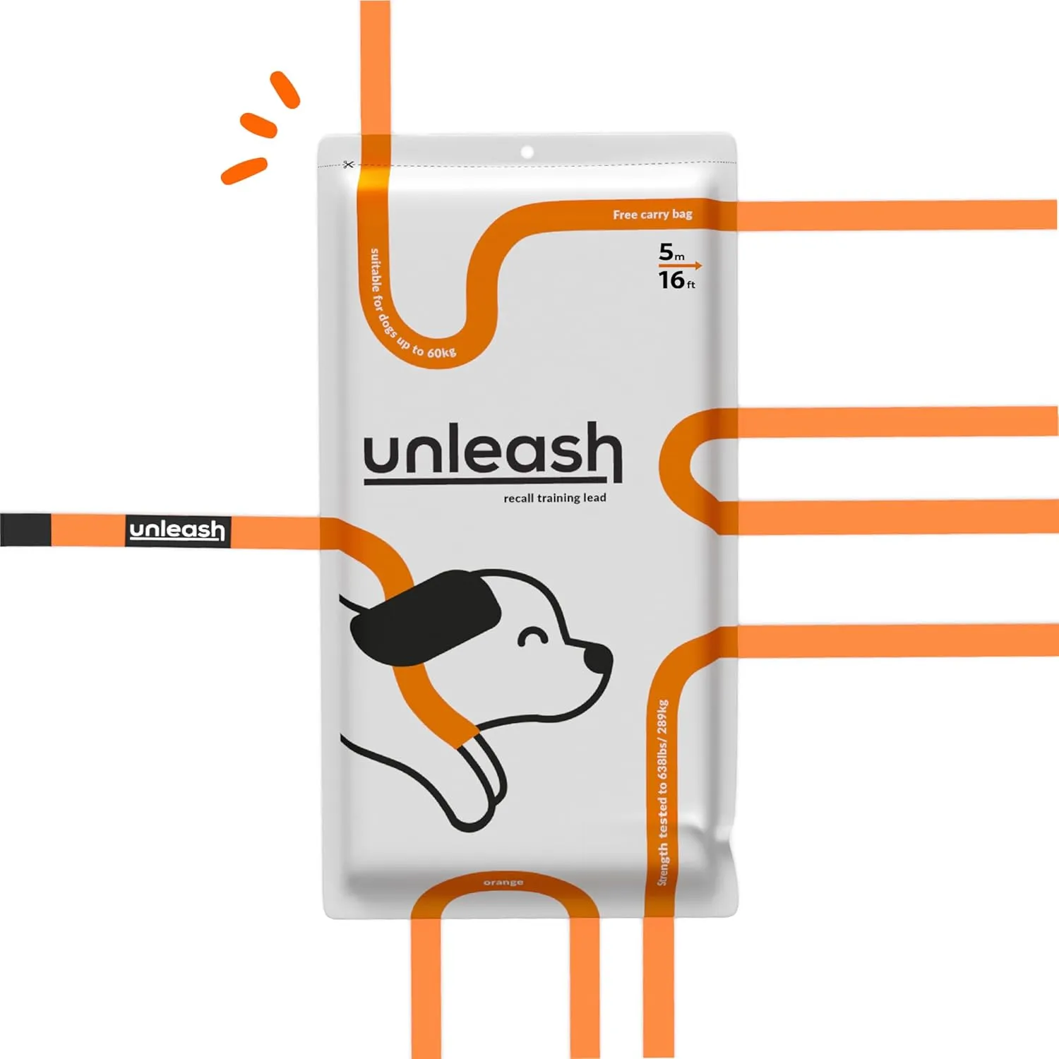 Unleash 30ft Waterproof Dog Training Long Leash for Dogs - Heavy Duty Long Dog Leash with Secure Locking Clasp - Tearproof Puppy Training Accessory - Built to Last with 289kg Force & Free Carry Bag