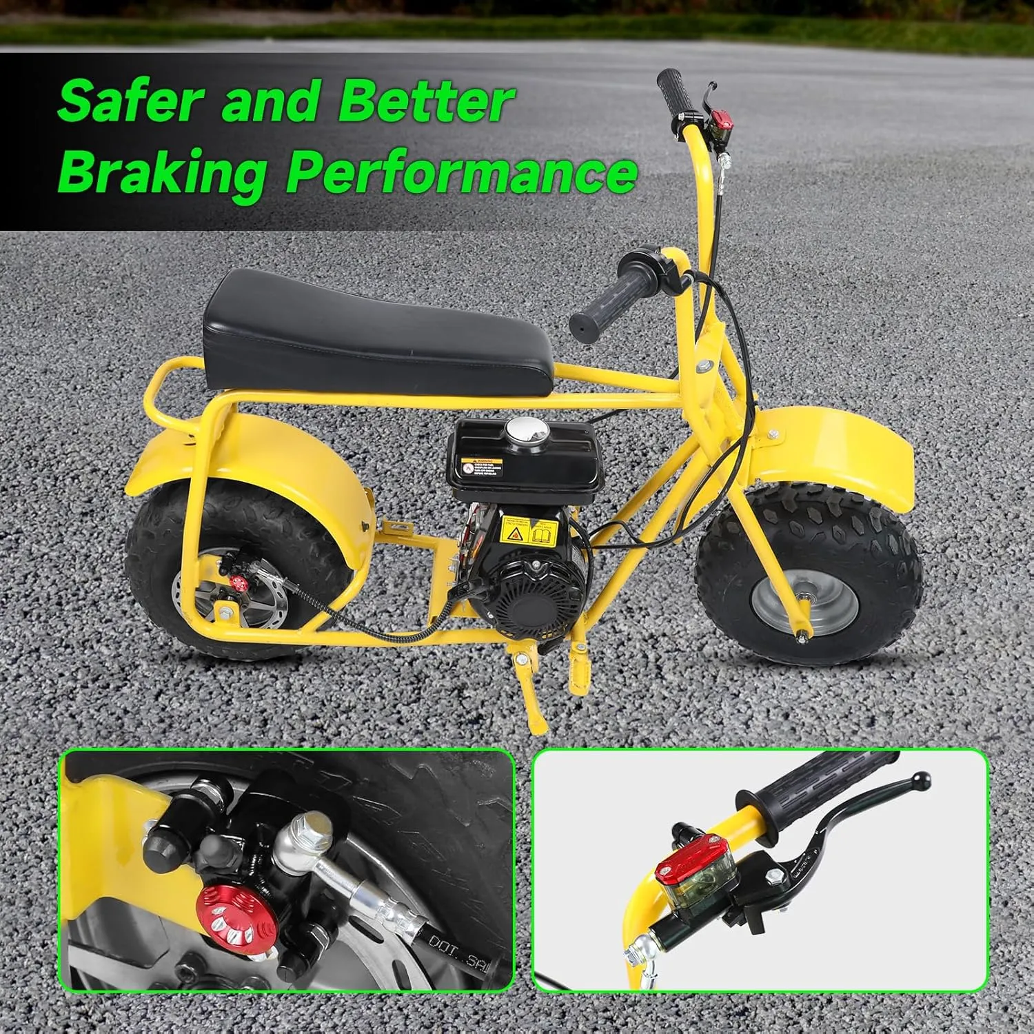 Upgraded Mini Bike Hydraulic Disc Brake Kit Compatible with Baja DB30 Doodle Bug Blitz Dirt Bug Racer Minibike Predator 79cc 97cc 212cc 2.8hp Engine with Brake Caliper Pad Part Black